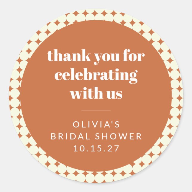 Sticker Rond Remerciement personnalisé pour une douche de marié (Devant)