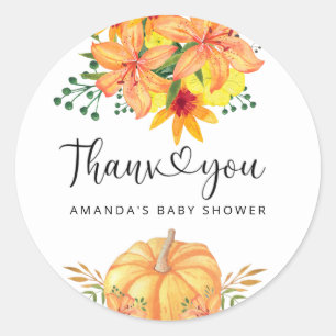 Sticker Rond Remerciement pour baby shower automnal avec citrou