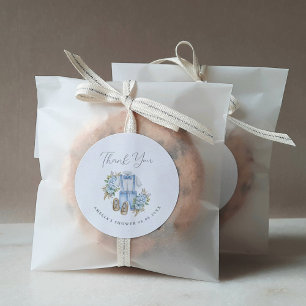 Sticker Rond Remerciement pour Baby Shower Bohème Fleurie pour