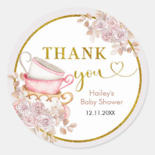 Sticker Rond Remerciement pour Baby Shower Bohème Love is Brewi