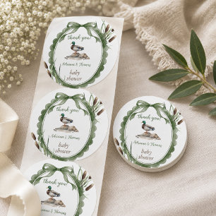 Sticker Rond Remerciement pour Baby Shower Canard