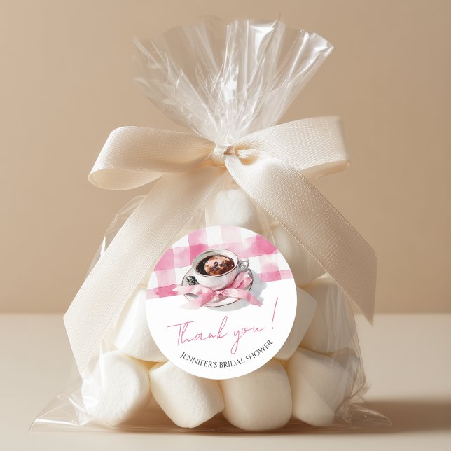 Sticker Rond Remerciement pour Baby Shower de mariage au nœud r (Créateur téléchargé)