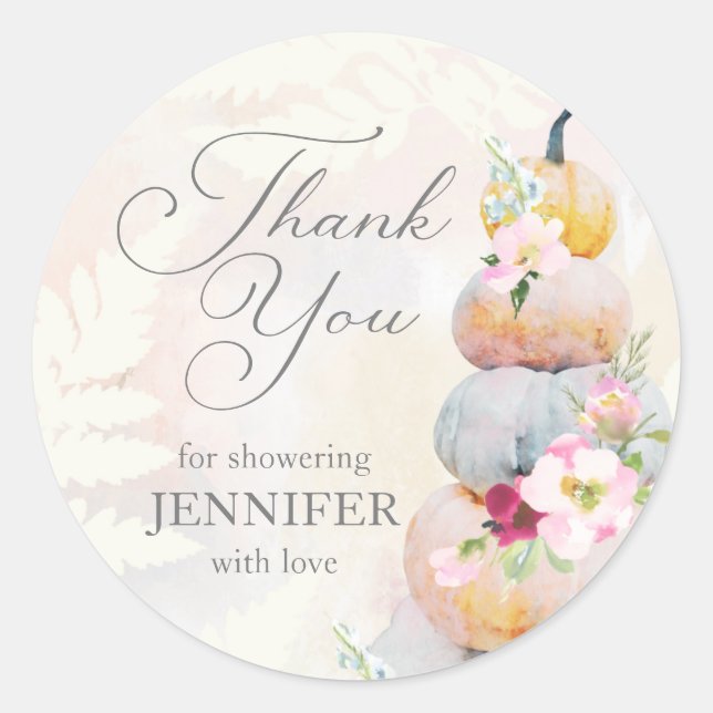 Sticker Rond Remerciement pour Baby Shower de mariage citrouill (Devant)
