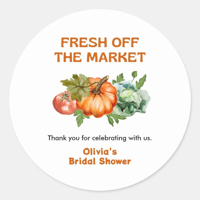 Sticker Rond Remerciement pour Baby Shower de mariage Fresh Off (Devant)