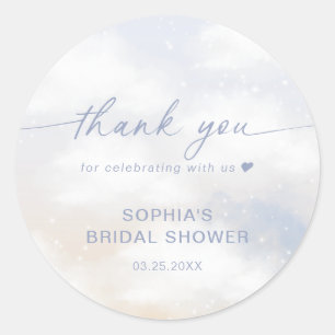 Sticker Rond Remerciement pour Baby Shower de Mariée sur Cloud