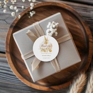 Sticker Rond Remerciement pour Baby Shower Fleurs d'Automne Cit