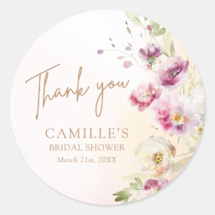 Sticker Rond Remerciement pour Baby Shower Floral de Printemps