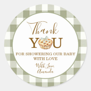 Sticker Rond Remerciement pour Baby Shower Green Little Cutie P