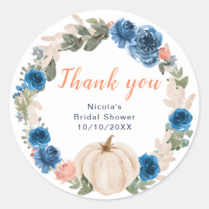Sticker Rond Remerciement pour Baby Shower Mariage Citrouilles
