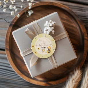 Sticker Rond Remerciement pour Baby Shower Ours Abeille Bourdon