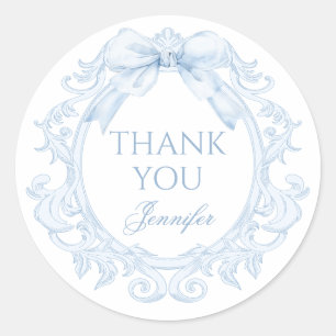 Sticker Rond Remerciement pour Baby Shower pour Garçon avec un