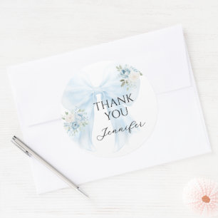 Sticker Rond Remerciement pour Baby Shower pour Garçon Fleurs R