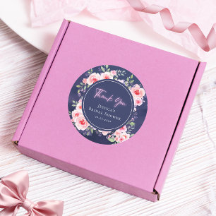 Sticker Rond Remerciement pour Baby Shower Rose et Violet Fluor