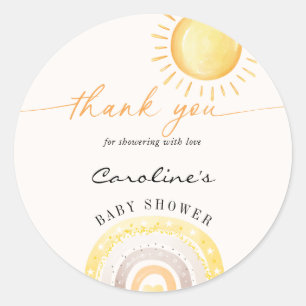 Sticker Rond Remerciement pour Baby Shower sur le thème du sole