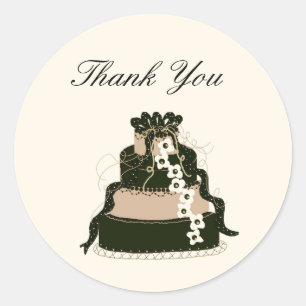 Sticker Rond Remerciement pour gâteau de mariage au chocolat