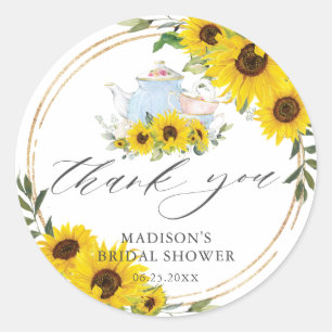 Sticker Rond Remerciement pour la Baby Shower Tea Party de mari