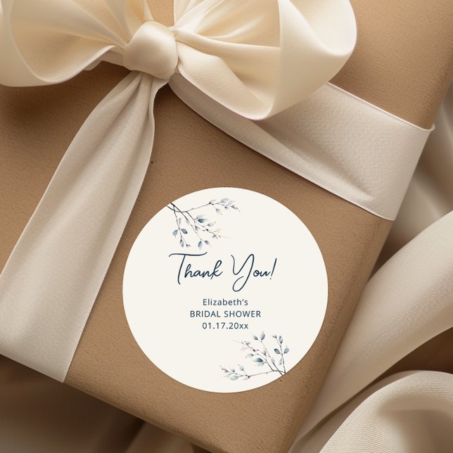 Sticker Rond Remerciement pour la botanique hivernale bleue flo (Créateur téléchargé)