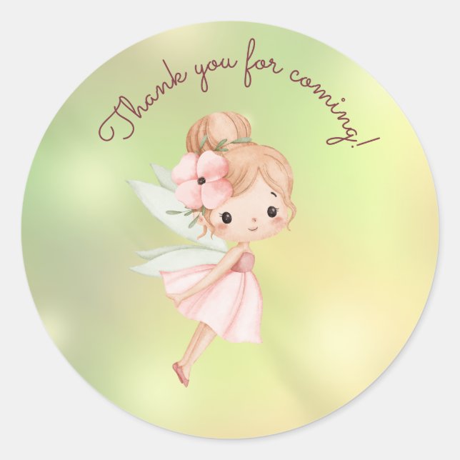 Sticker Rond Remerciement pour le premier anniversaire de la fé (Devant)