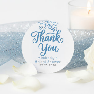 Sticker Rond Remerciement pour une Baby Shower de Mariage Bleu 