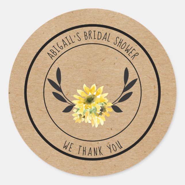 Sticker Rond Remerciement pour une Baby Shower Rustique Tournes (Devant)