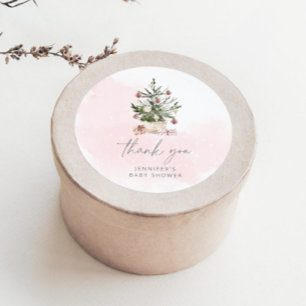 Sticker Rond Remerciement pour une baby shower sur le thème de