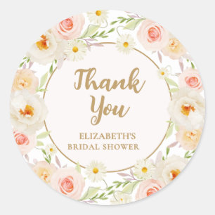 Sticker Rond Remerciement pour une douche de mariée florale de 