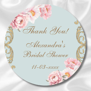Sticker Rond Remerciement pour une douche de mariée vintage au