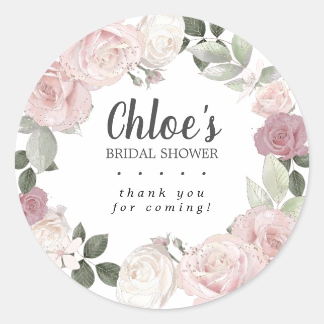 Sticker Rond Remerciement pour une Fête de Mariage aux Fleurs d (Devant)