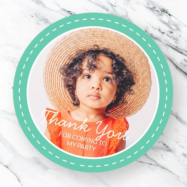 Sticker Rond Remerciement pour venir Moderne Préparatoire Photo (Créateur téléchargé)