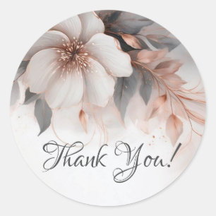 Sticker Rond Remerciement Rose Doré Floral