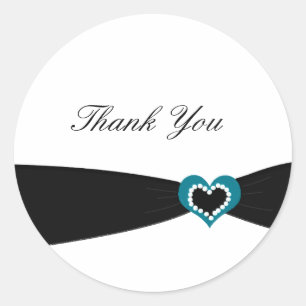 Sticker Rond Remerciement Ruban Noir
