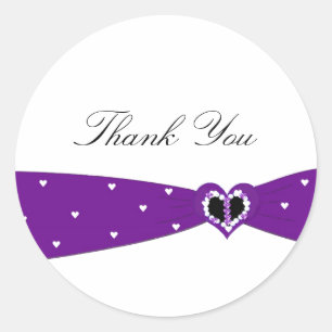 Sticker Rond Remerciement Ruban Violet