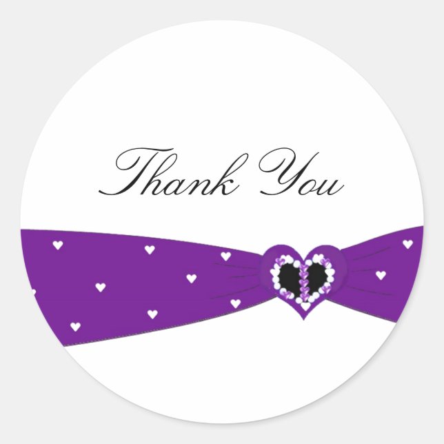 Sticker Rond Remerciement Ruban Violet (Devant)
