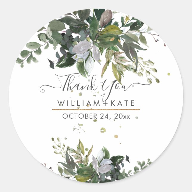 Sticker Rond Remerciement Rustique Feuillage Eucalyptus Blue Gu (Devant)