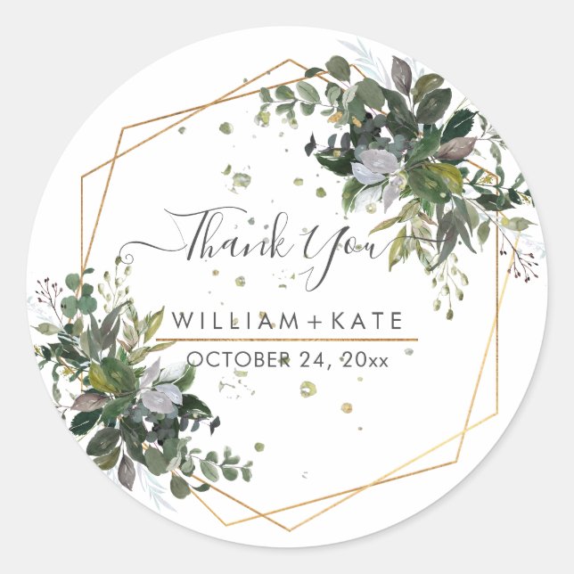Sticker Rond Remerciement Rustique Feuillage Eucalyptus Blue Gu (Devant)