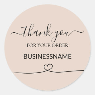 Sticker Rond Remerciement simple moderne rose blush pour comman