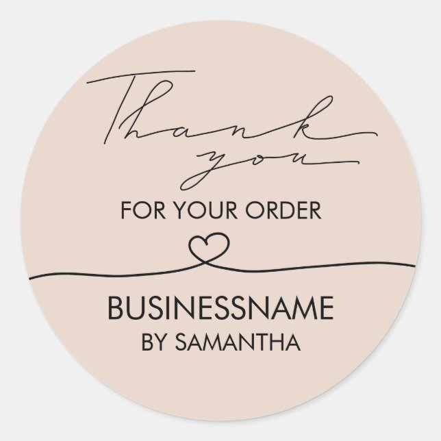 Sticker Rond Remerciement simple moderne rose blush pour comman (Devant)