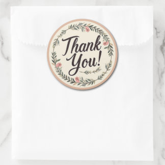 Sticker Rond Remerciement Vintage 