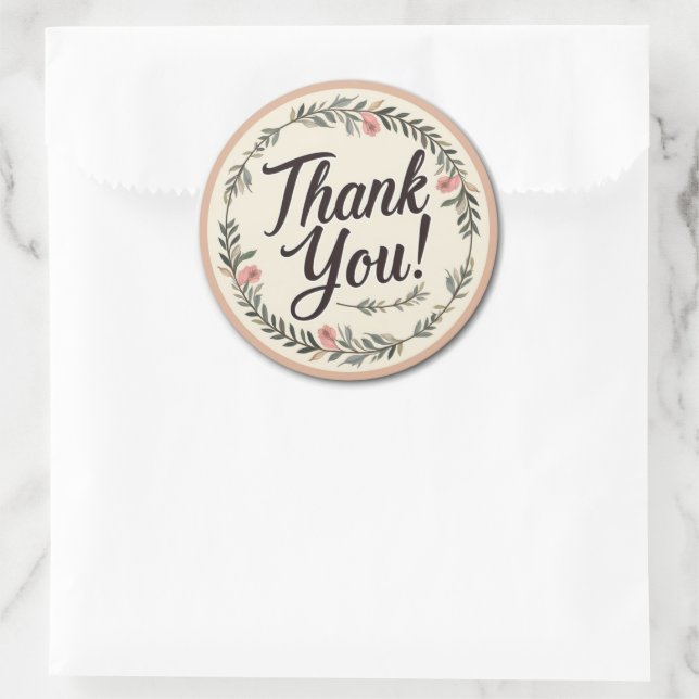 Sticker Rond Remerciement Vintage  (Sac)