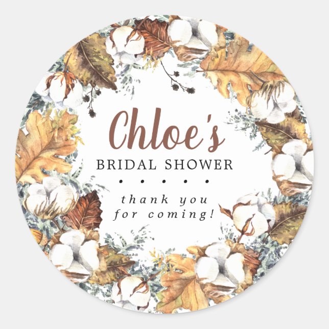 Sticker Rond Remerciements de Baby Shower Champêtre Fleurs Blan (Devant)