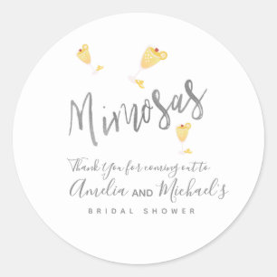 Sticker Rond Remerciements de Baby Shower Mimosa Confetti Jaune