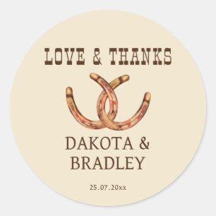 Sticker Rond Remerciements de cowgirl sud-ouest western