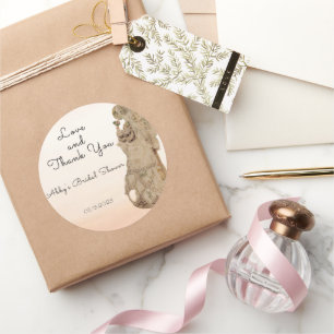 Sticker Rond Remerciements de Mariage Art Nouveau Vintage 