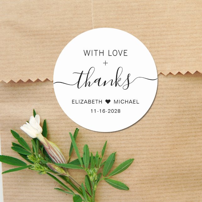 Sticker Rond Remerciements de mariage avec amour (Créateur téléchargé)