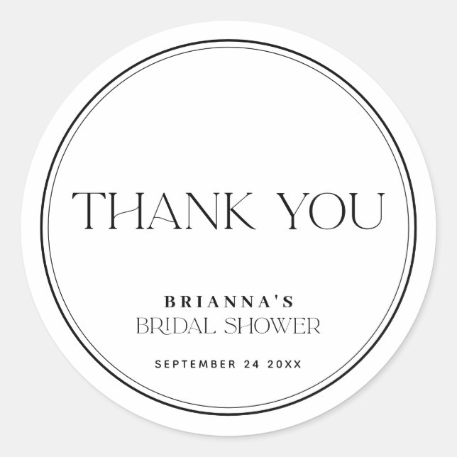 Sticker Rond Remerciements de mariage Black & White (Devant)