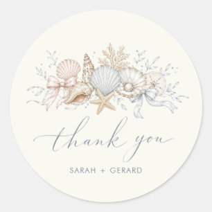 Sticker Rond Remerciements de mariage Love & The Beach