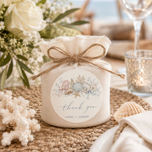 Sticker Rond Remerciements de mariage Love & The Beach