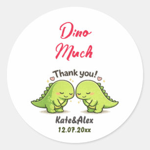 Sticker Rond Remerciements de mariage pour un couple de dinosau