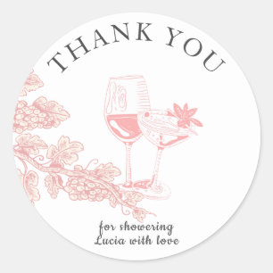 Sticker Rond Remerciements de Mariage Rétro Champagne