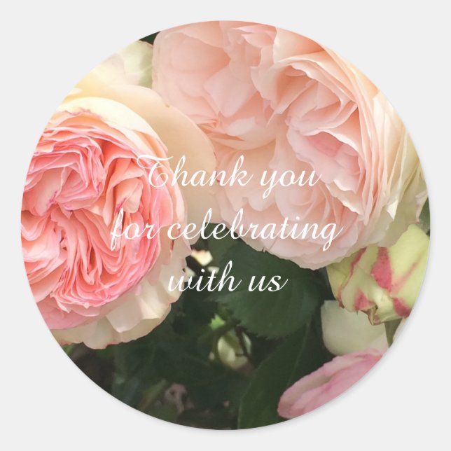 Sticker Rond Remerciements de mariage Rose (Devant)